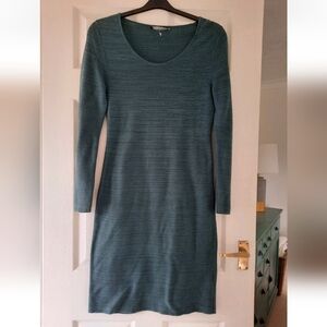 Peruvian Connection Pima Cotton Teal Long Sleeve Scoop Neck Knit Dress L